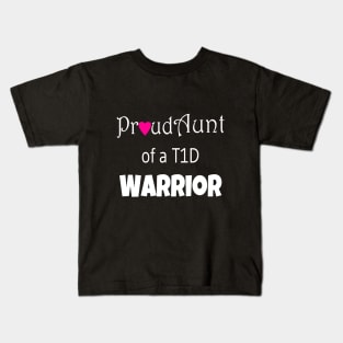 Proud Aunt - White Text - Pink Heart Kids T-Shirt